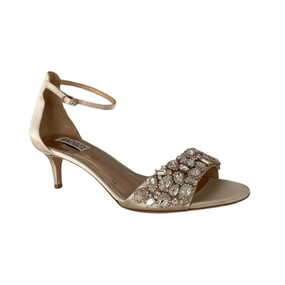 Badgley Mischka Lara Embellished Kitten Heel Sanda